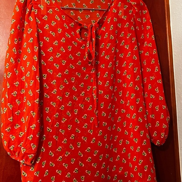 Anthropologie Pleione Orange semi sheer floral top size XS Women - Picture 5 of 8